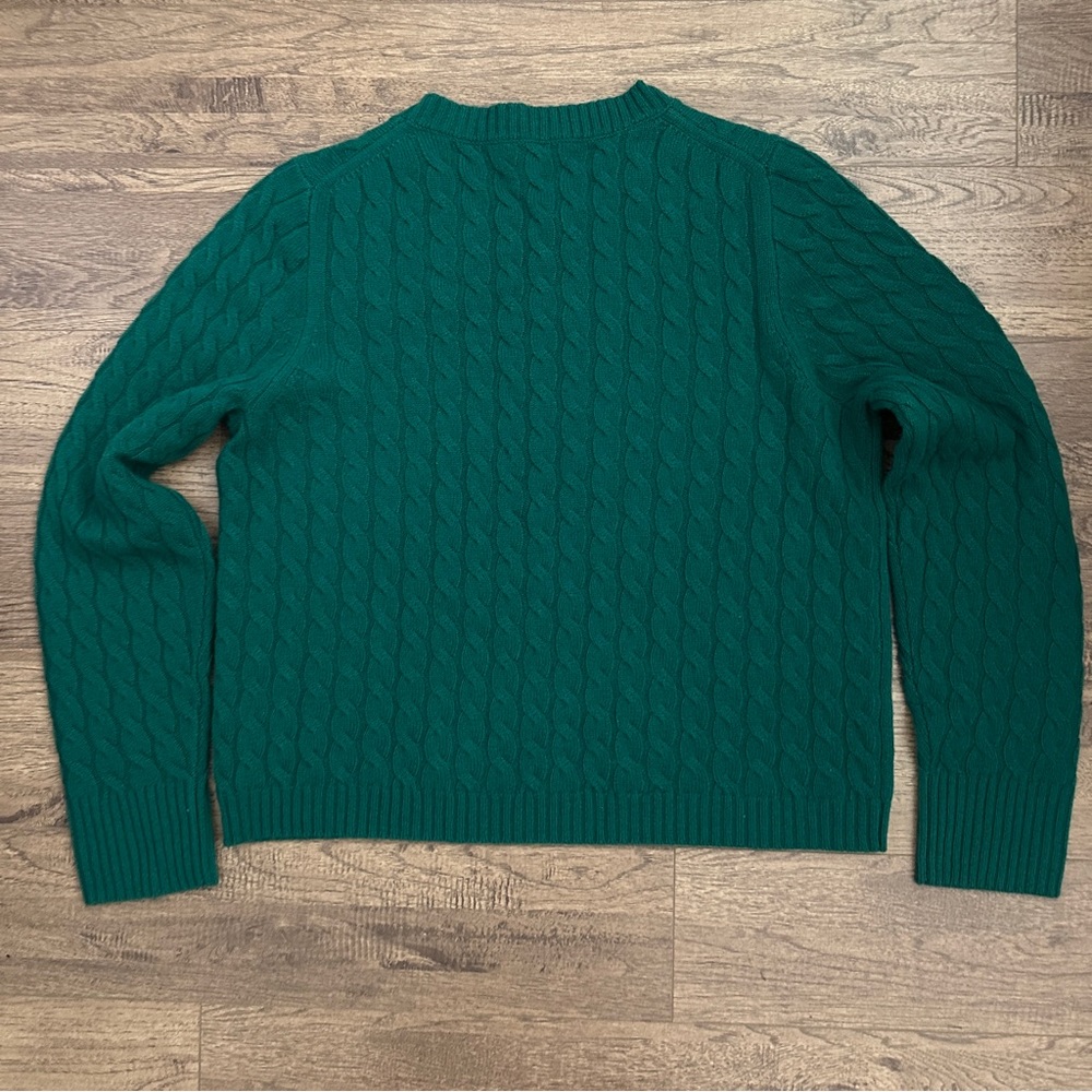 NWOT$218 J. Crew 💯 Cashmere cable-knit crewneck sweater L, XL In Jungle Green - Picture 7 of 7